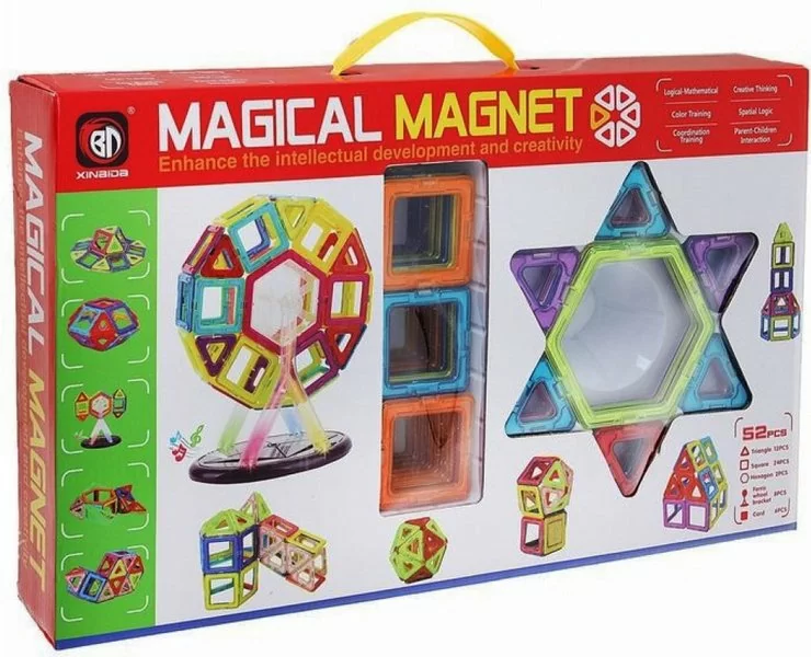 картинка Магнитный конструктор Xinbida Magical Magnet 52 деталь (703) от магазина Чудо Городок