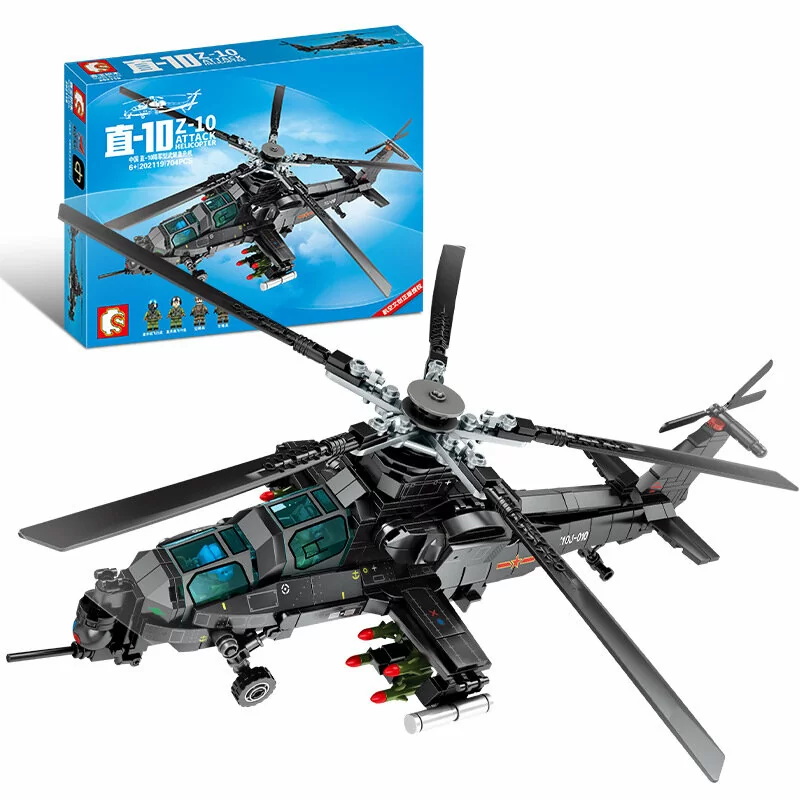 картинка Конструктор Sembo Block "Вертолет военный Z10" 202119 от магазина Чудо Городок