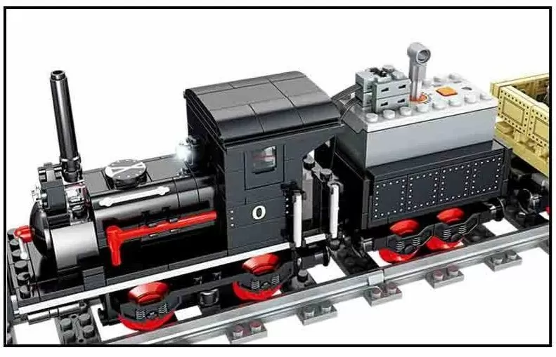 картинка Конструктор KAZI 98255 Поезд военный паровоз с мотором от магазина Чудо Городок
