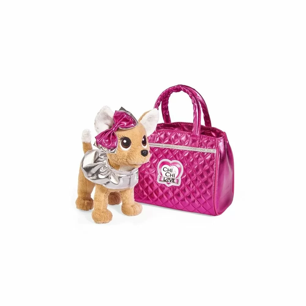 картинка Chi-Chi love 5893125129 Плюшевая собачка ,Гламур, с розовой сумочкой и бантом, 20 см от магазина Чудо Городок