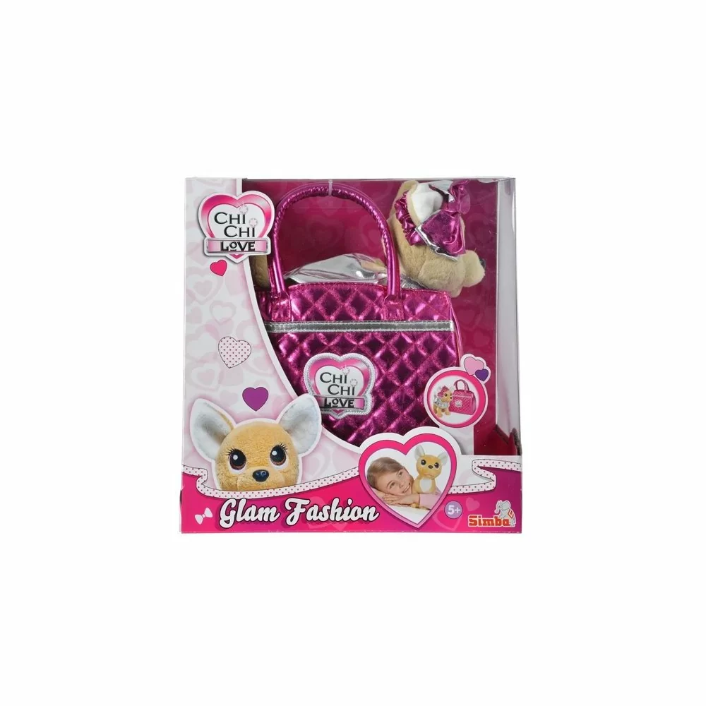 картинка Chi-Chi love 5893125129 Плюшевая собачка ,Гламур, с розовой сумочкой и бантом, 20 см от магазина Чудо Городок
