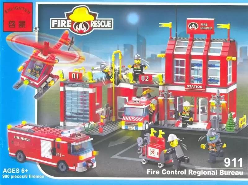 картинка Конструктор BRICK ENLIGHTEN "Противопожарная служба / Fire Rescue" Арт.911 "Большая пожарная часть М от магазина Чудо Городок