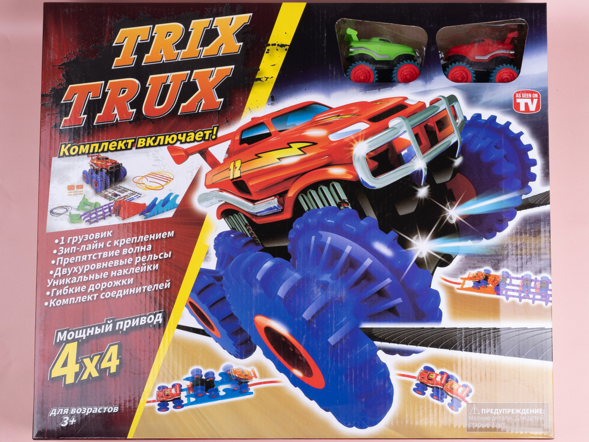 Гоночные машинки Монстр-Трак Trix Truk 2шт. в наборе с трассой, трамплин  волна тросс брусья